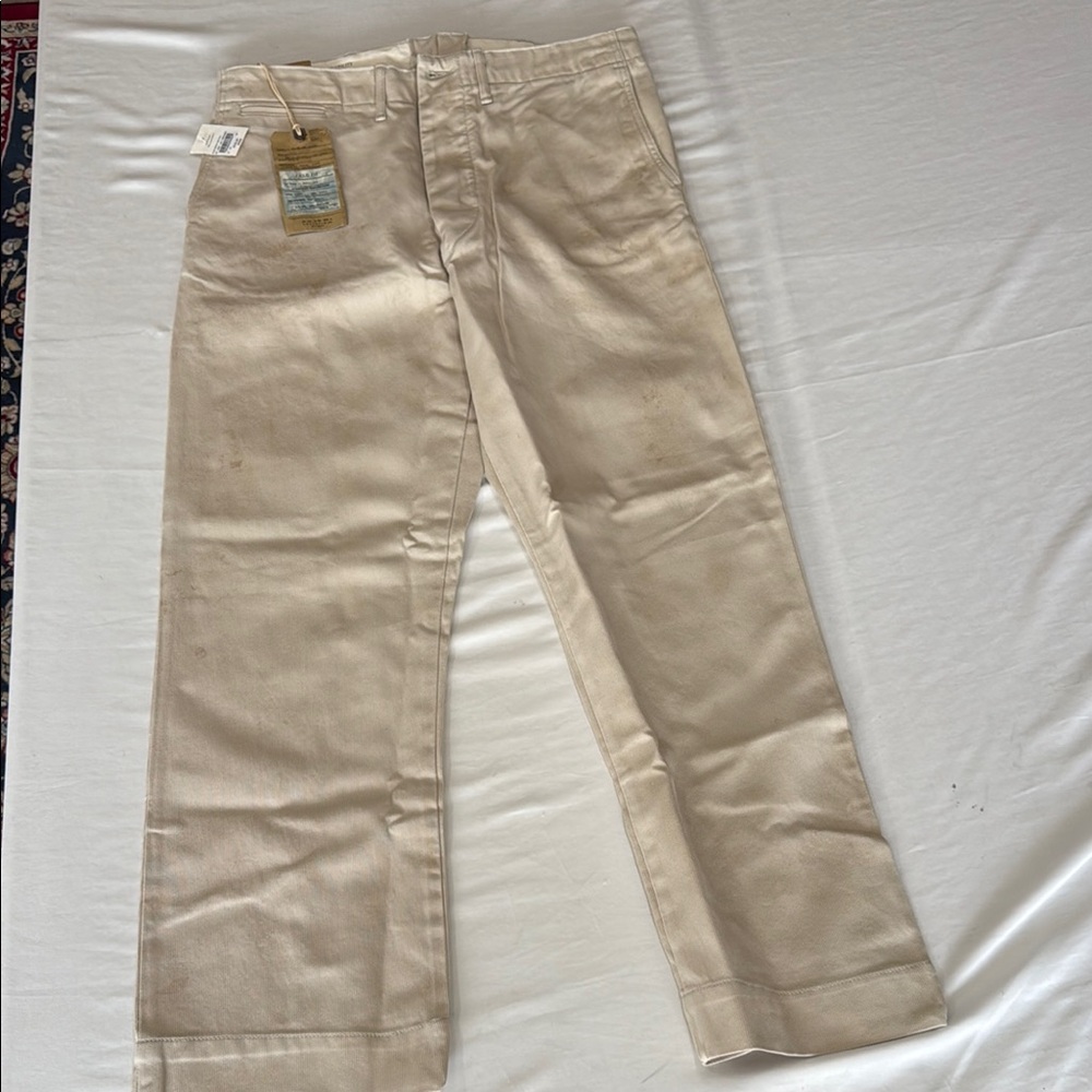 RRL Polo Ralph Lauren distressed field fit men’s Pants summer 2 open legs straig